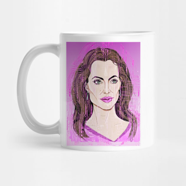 Angelina Jolie, distorted in pink by Happyoninside